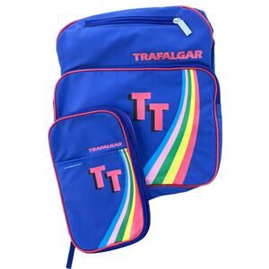 🌈 Vintage 80s Trafalgar TT 3-Piece Travel Bag Set Retro Rainbow Stripe NOS